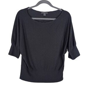 XXI Forever 21 Black Dolman Sleeve Knit Top Boat Neck Women Medium Made in USA